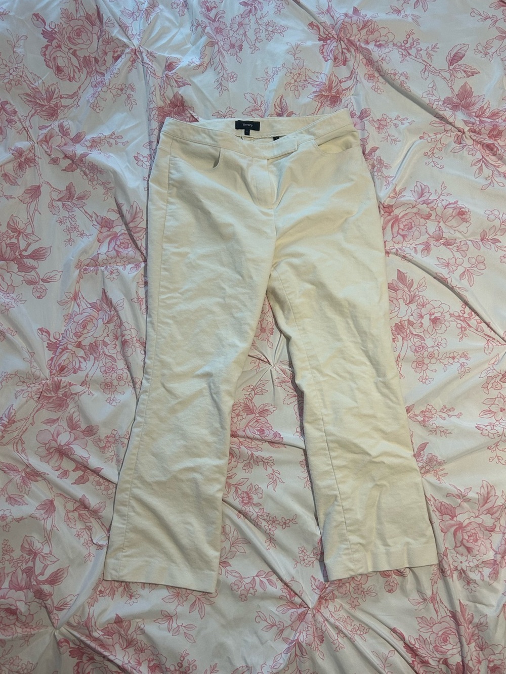 Theory Cream Boot Cut Cropped Pants